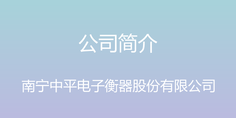 公司简介 - 南宁中平电子衡器股份有限公司