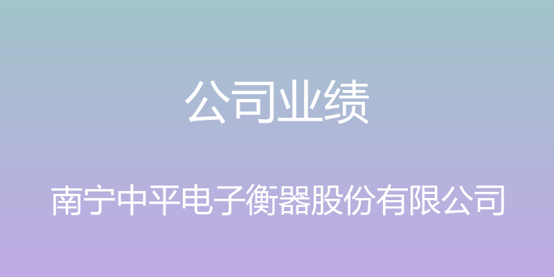 公司业绩 - 南宁中平电子衡器股份有限公司